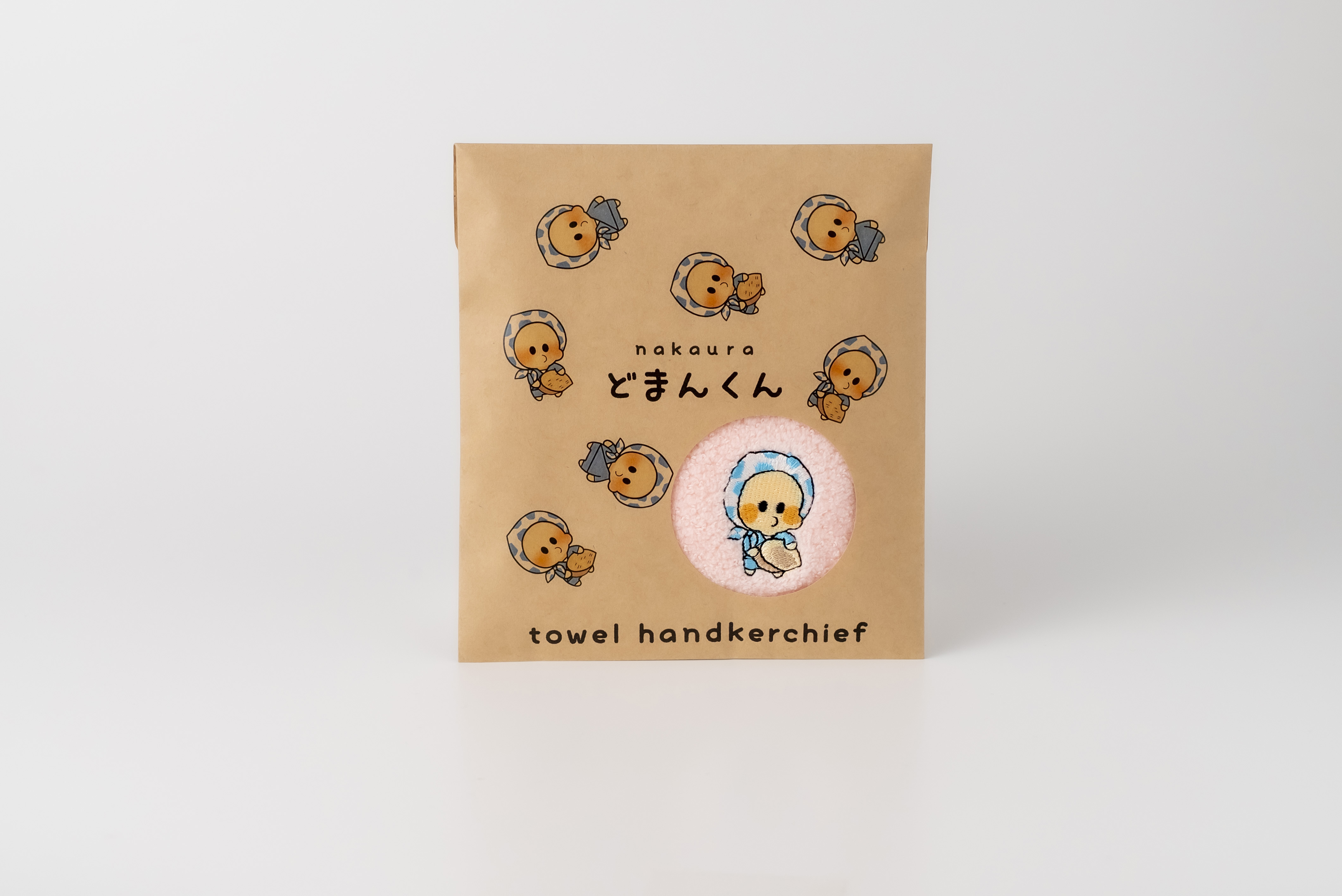 どまんくん刺繡今治タオルハンカチ(ピンク)